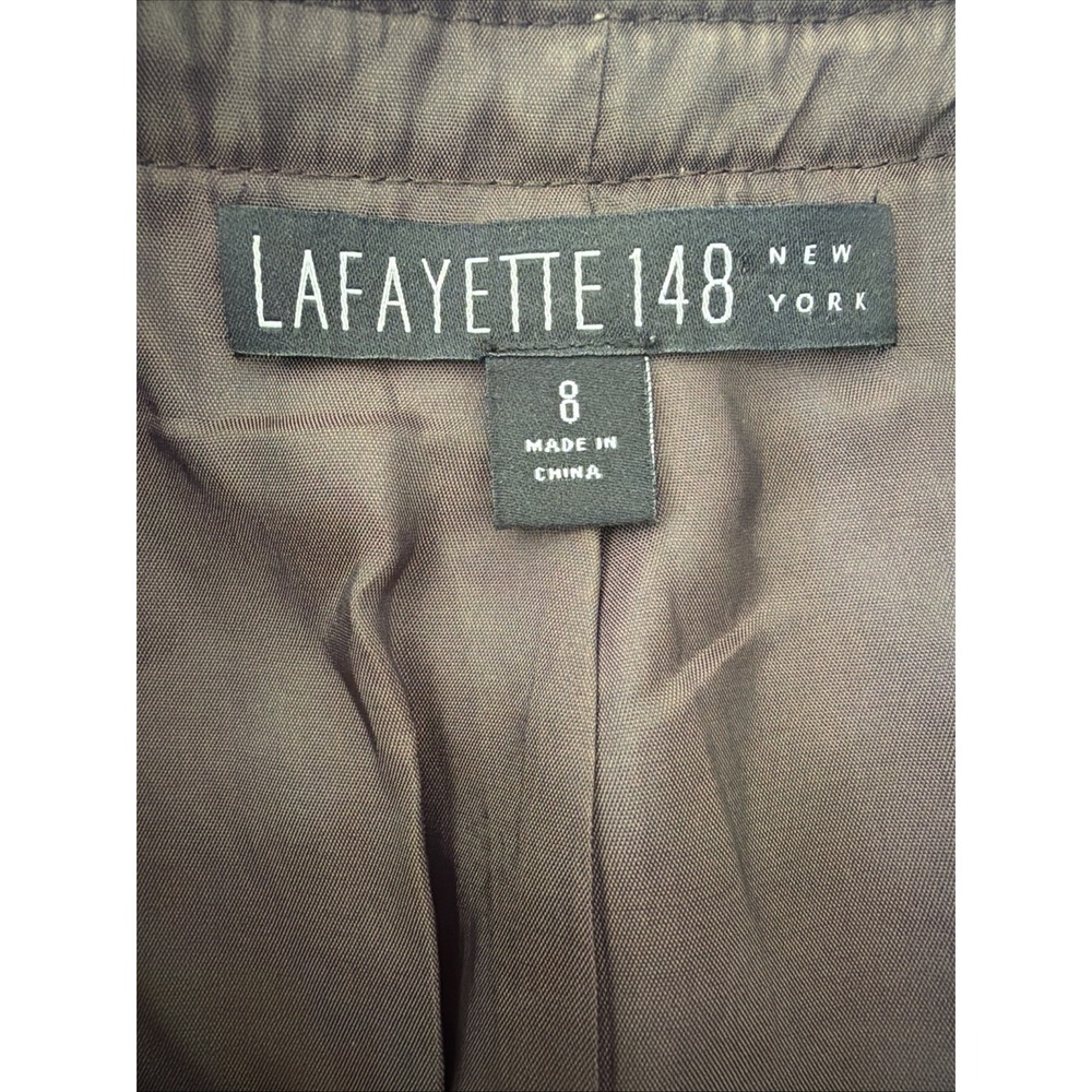 Lafayette 148 Tweed Zip Up Blazer Sz 8 Brown Boucle Jacket Workwear Classic - Picture 7 of 7